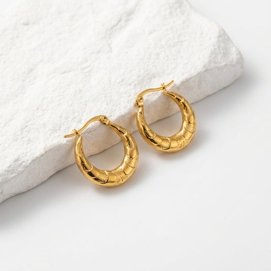 Luxury Gold Textured Hoop Earrings for Women