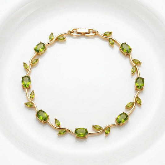 Luxury Green Tulip Bracelet for Women | Premium Stainless Steel Crystal Floral Bracelet