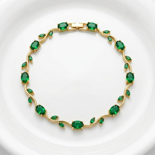 Luxury Green Tulip Bracelet for Women | Premium Stainless Steel Crystal Floral Bracelet