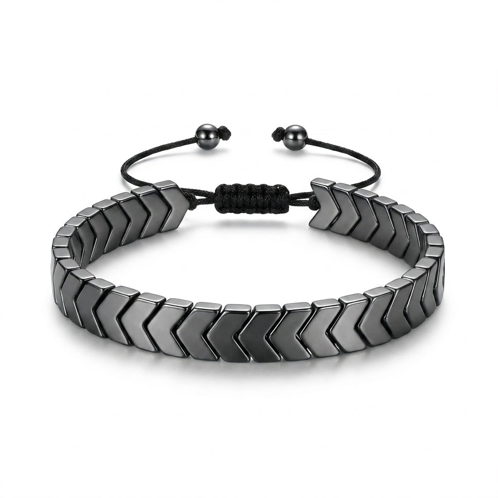 Luxury Gunmetal Black Chevron Adjustable Bracelet for Men