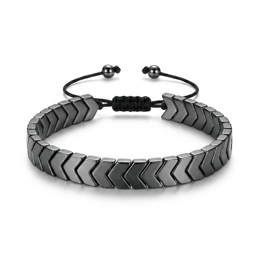 Luxury Gunmetal Black Chevron Adjustable Bracelet for Men