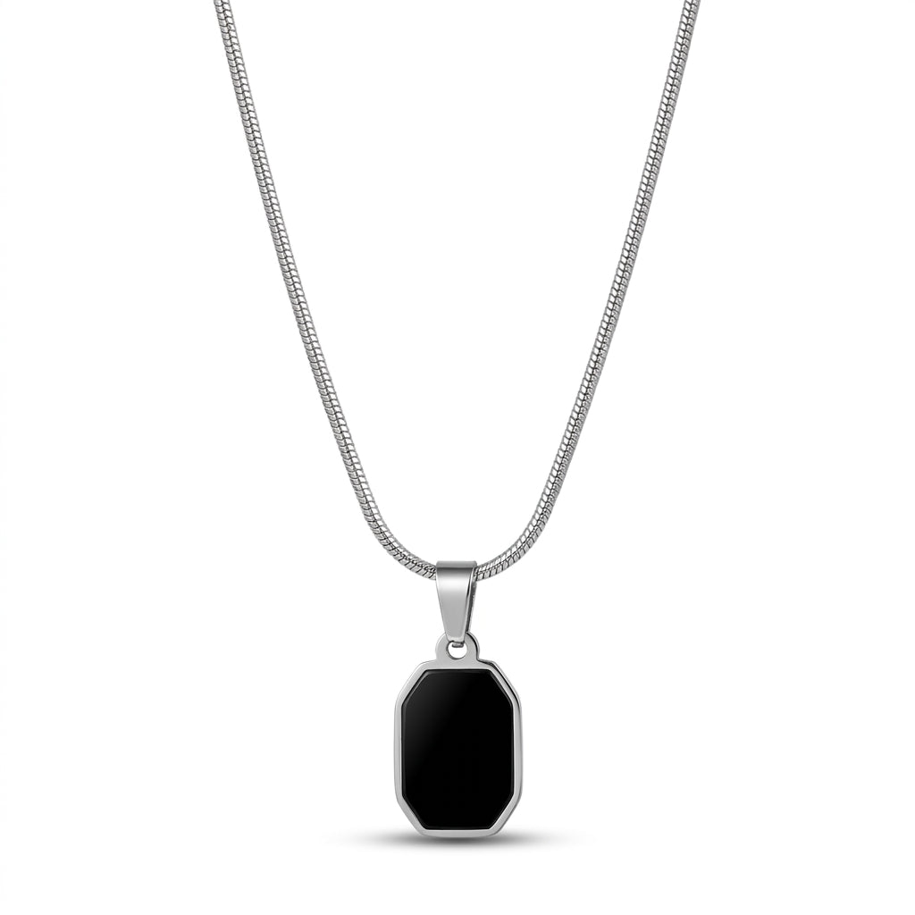 Luxury Silver Black Pendant Necklace for Men