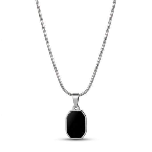 Luxury Silver Black Pendant Necklace for Men
