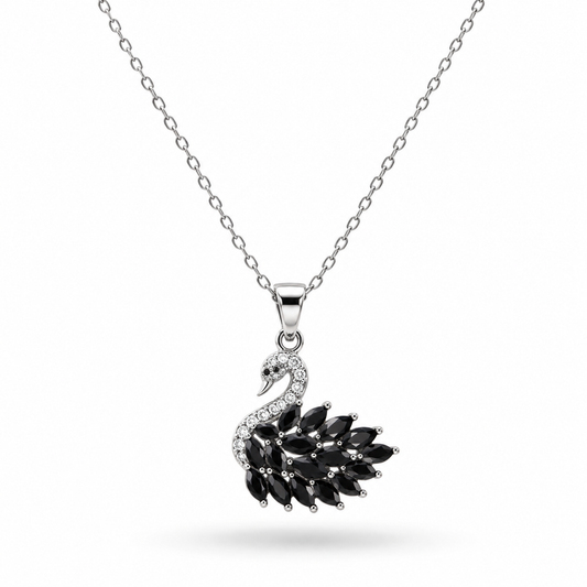 Luxury Silver Black Swan Crystal Necklace for Women