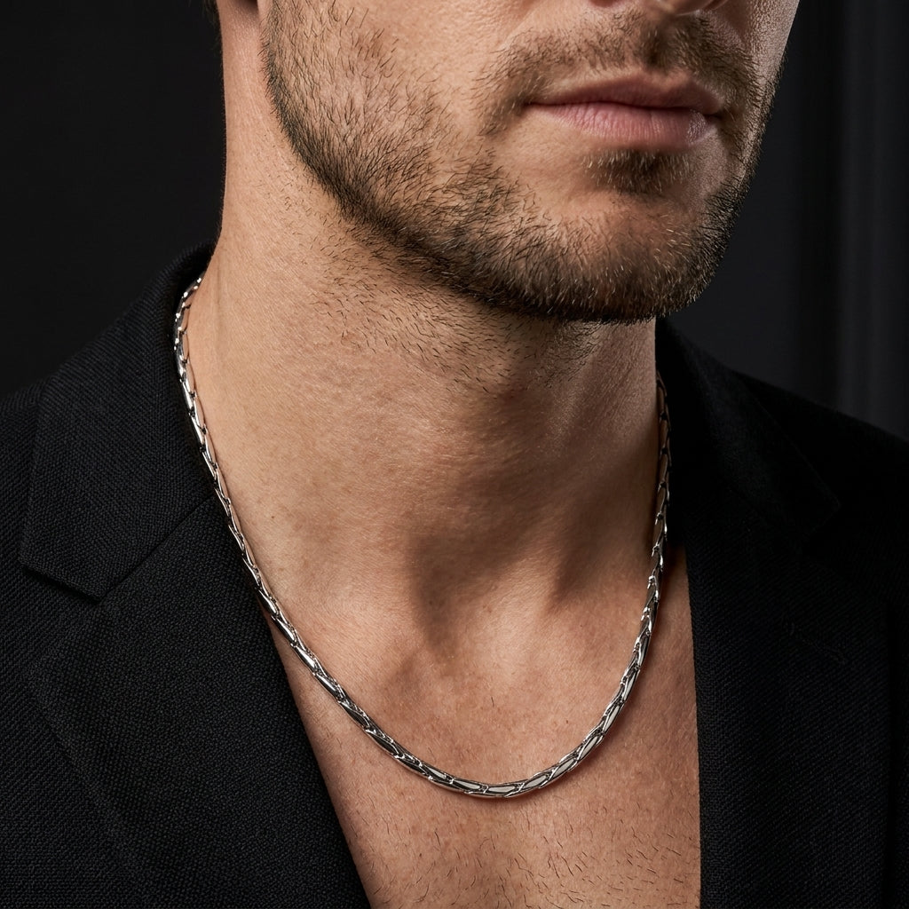 Luxury Silver Link Chain Necklace for Men