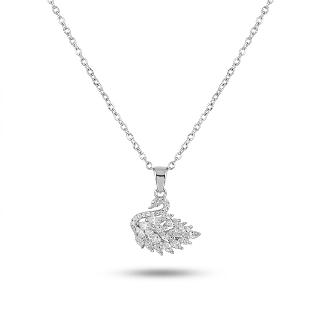 Luxury Silver White Swan Crystal Necklace for Women