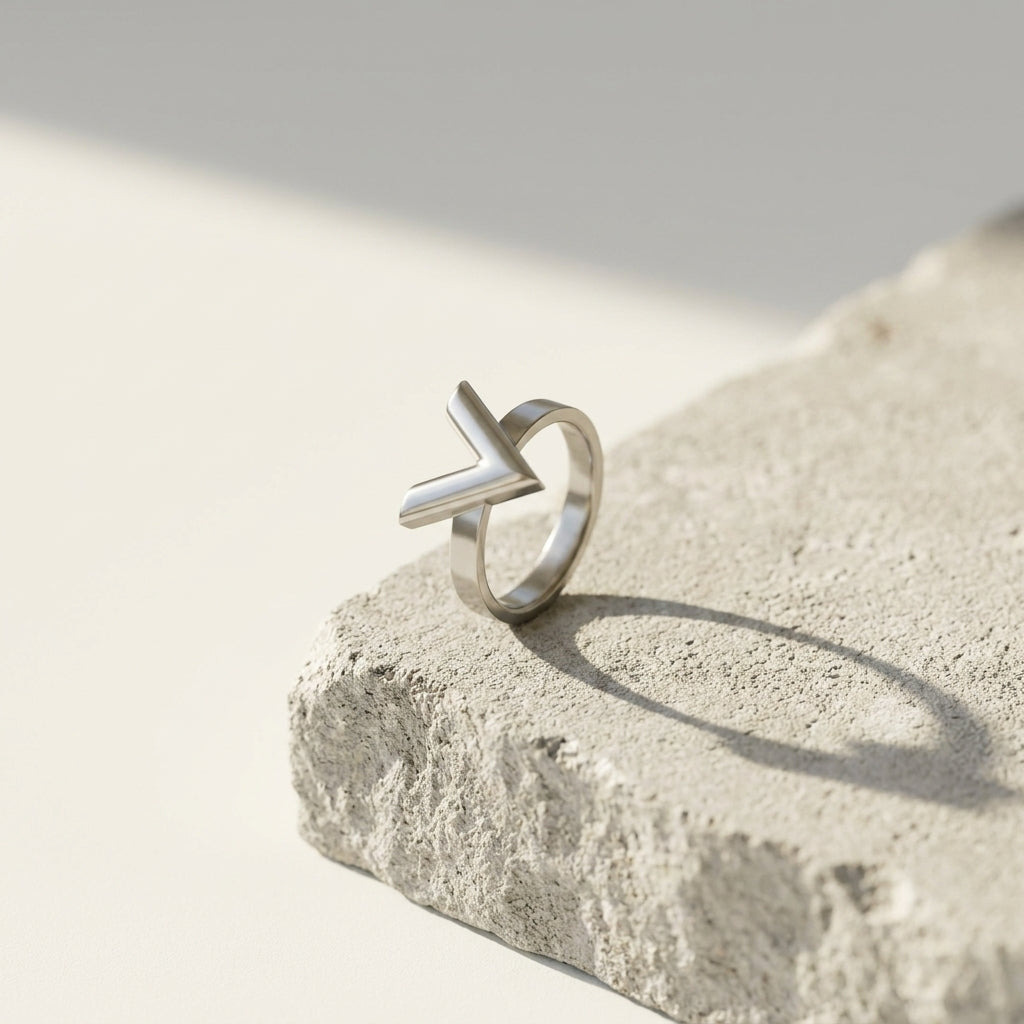 Minimalist Silver Arrow Stainless Steel Ring for Men and Women Everyday Wear