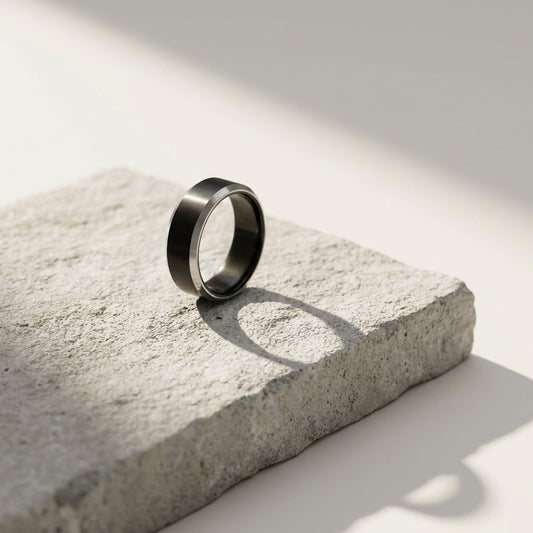 AUREZZA Premium Matte Black Stainless Steel Minimal Band Ring for Men Everyday