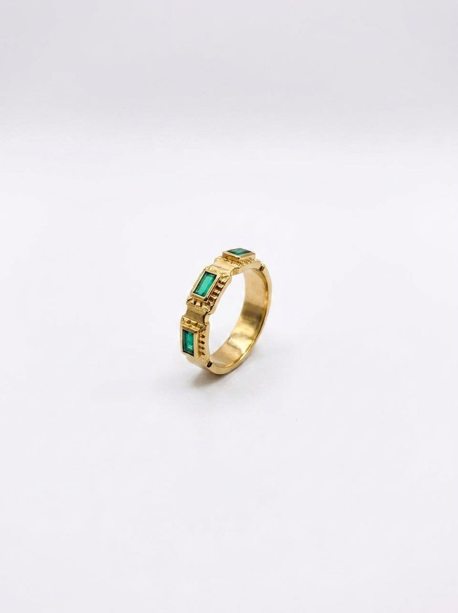 Luxury Gold Emerald Crystal Bracelet & Ring Set for  Women