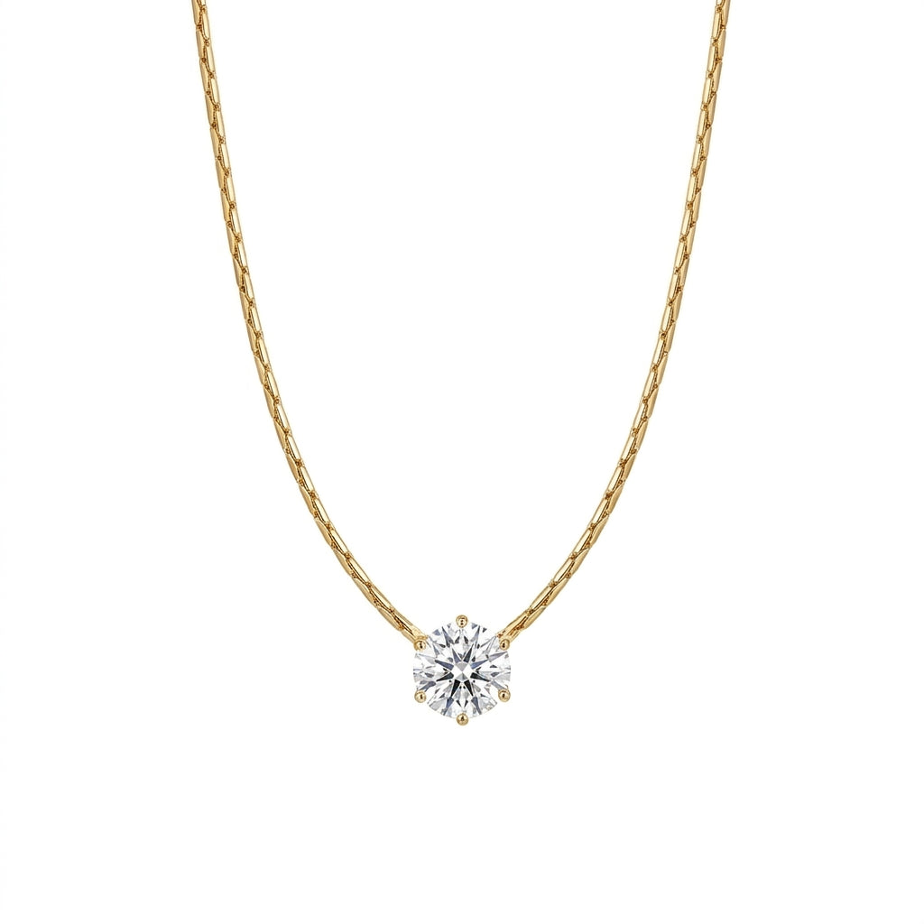 Hania Inspired Luxury Gold Solitaire Pendant – Viral CZ Diamond Necklace for Women