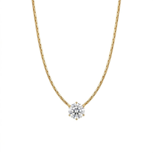 Hania Inspired Luxury Gold Solitaire Pendant – Viral CZ Diamond Necklace for Women