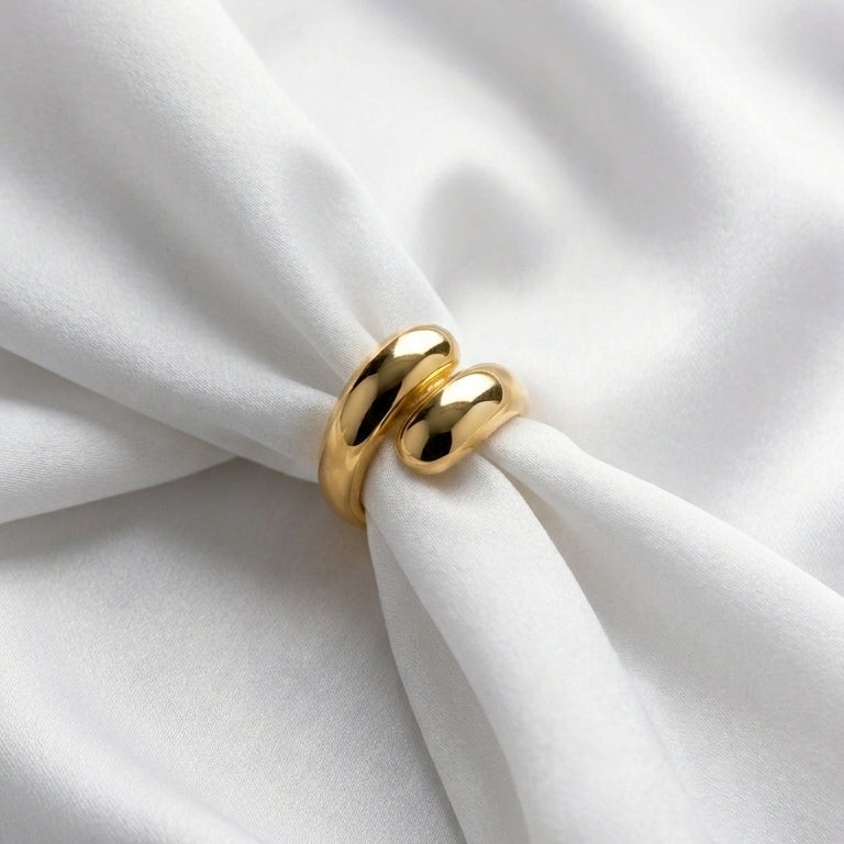 Luxury Gold Open Cuff Adjustable Ring for Women