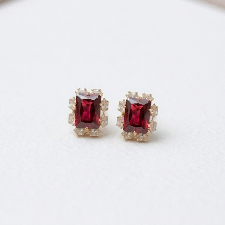 Champagne Radiance Emerald-Cut Stud Earrings