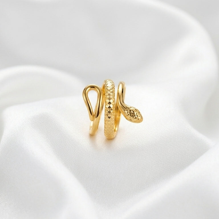 Luxury Gold Snake Wrap Adjustable Ring for Women