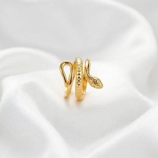 Luxury Gold Snake Wrap Adjustable Ring for Women