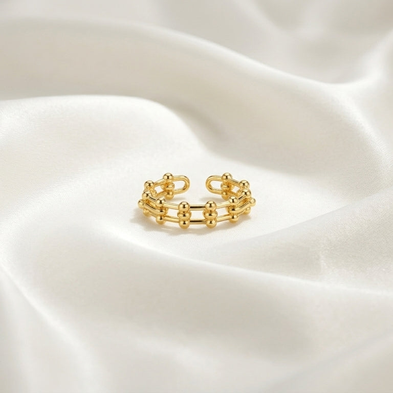 Luxury Gold Link Adjustable Ring for Women