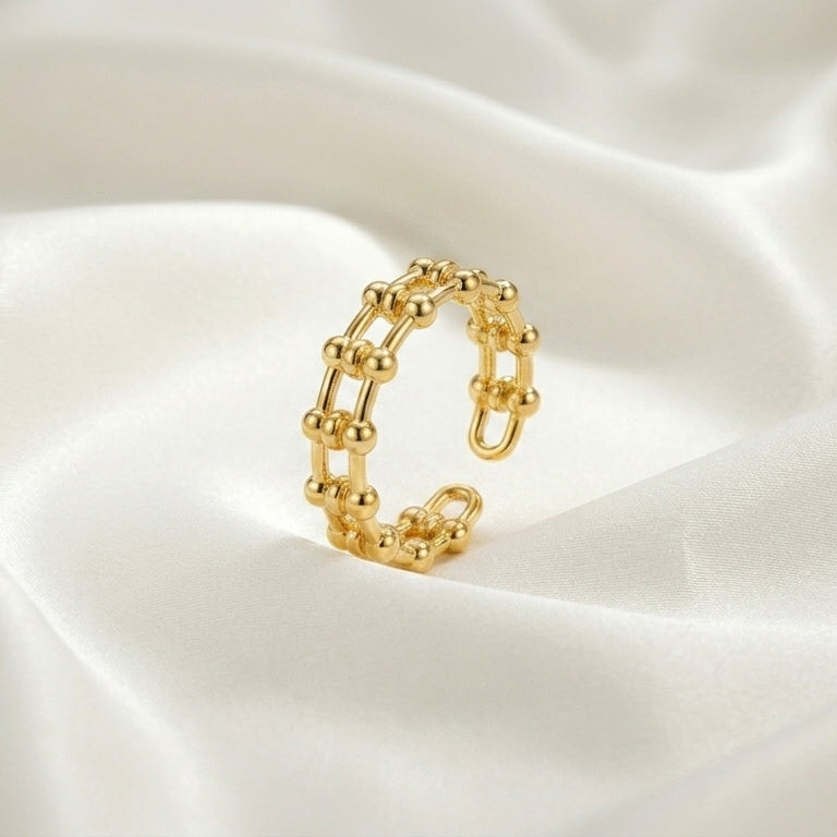 Luxury Gold Link Adjustable Ring for Women
