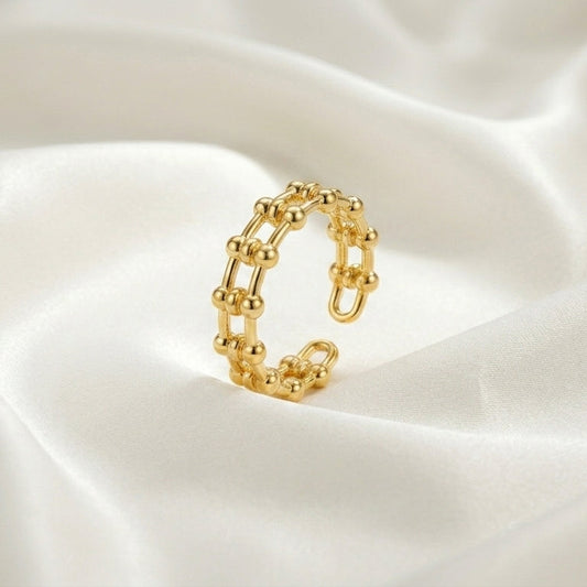 Luxury Gold Link Adjustable Ring for Women