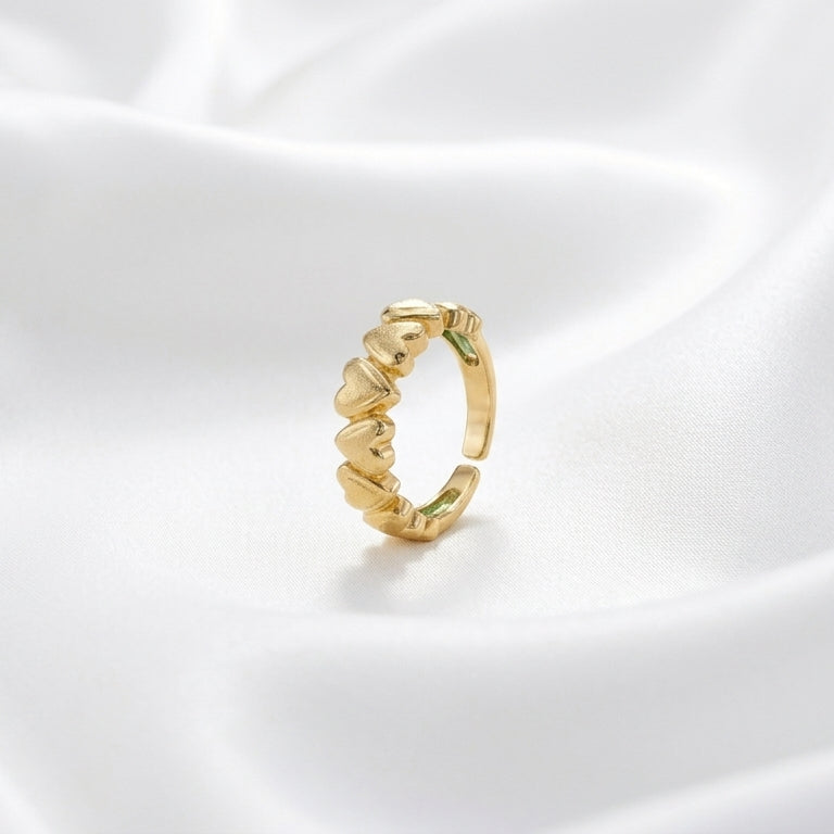 Luxury Gold Heart Band Adjustable Ring for Women