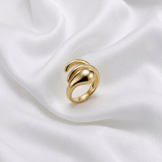 Luxury Gold Double Curve Adjustable Ring for Women