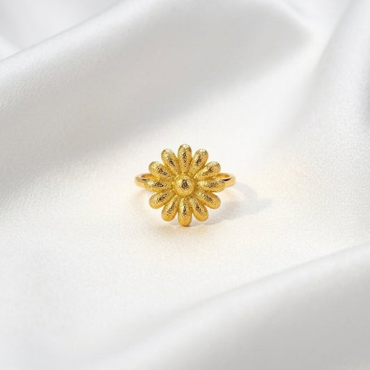 Luxury Gold Bloom Flower Adjustable Ring for Women