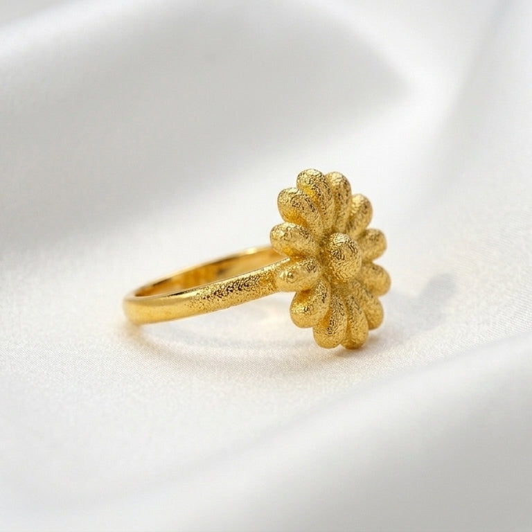 Luxury Gold Bloom Flower Adjustable Ring for Women