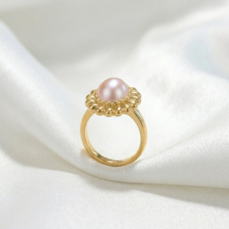 Luxury Gold Pearl Bloom Ring for Women